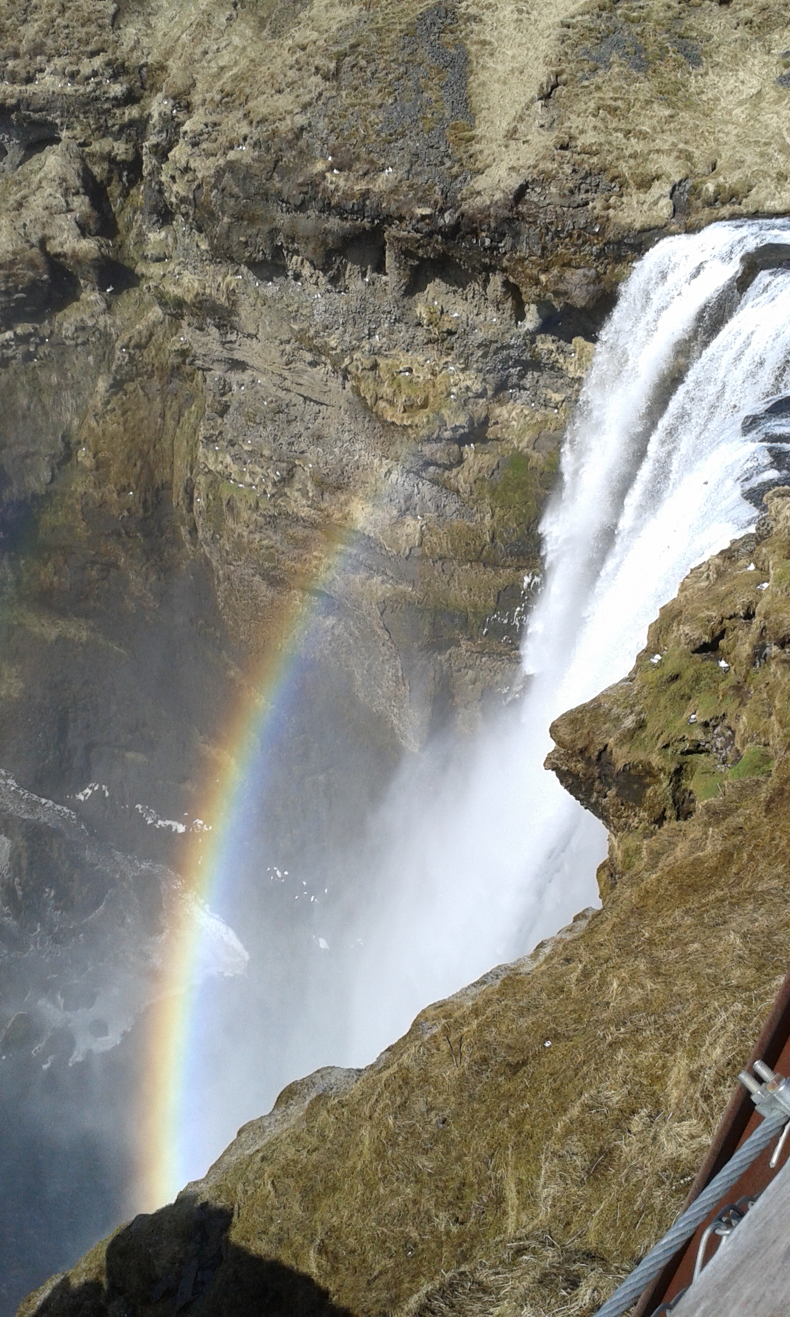 Vodopád Skógafoss, pohled zhora